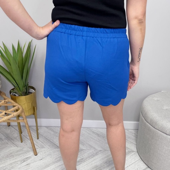 Women's Blue Scalloped Shorts - Picture 4 of 4